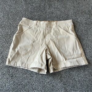 SPANX Women’s Light Khaki Stretch Twill Shorts, Size Large